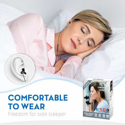 Hearprotek Sleep Earbuds, Lightweight Soft Noise Reduction Earbuds Wired with Mic and Volume Control, 3.5mm Tangle Free Sleep Headphones for Side ...