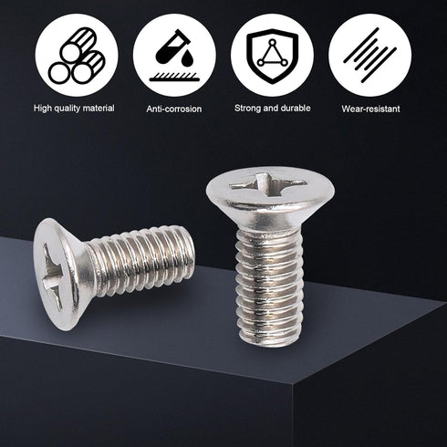 4 PCS Car Brake Disc Rotor Fixing Screws, Stainless Steel High Temperature Resistant Cross-Slotted Screws, Replacement OEM Number 93600-06014-0H A...