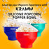 Silicone Microwave Popcorn Popper | KRAMM Popcorn Bowl - Collapsible Bowl with Lid, No Oil Required, BPA-Free, Heat Resistant, Dishwasher Safe - P...