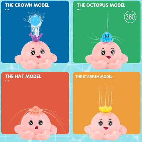 4 Modes Octopus Bath Toys, Rechargeable Baby Bath Toys, Light Up Bath Toys Sprinkler Bathtub Toys for Toddlers Infant Kids, Automatic Spray Water ...