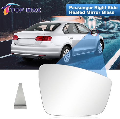VW Passenger Right Side Mirror Glass for 2011-2018 Volkswagen Jetta Passat Beetle Convex Heated Mirror Glass Replacement with Backplate & Holder...