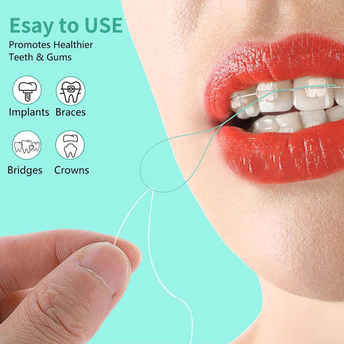 100 Pcs Floss Threaders Multifunctional Deep Clean Floss for Braces, Bridges, and Implants Dental Threader (Green)...