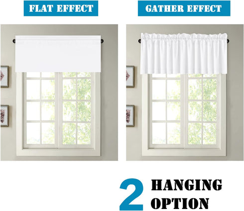 H.VERSAILTEX 2 Panels White Valance for Windows, Natural Blackout Curtains Valances for Small Windows/Living Room/Bedroom/Bathroom Rod Pocket 52" ...