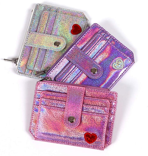 Fida&Moon Glitter Girl Small Wallet RFID Blocking Coin Purse Clip Card Holder (Glitter Pink)...