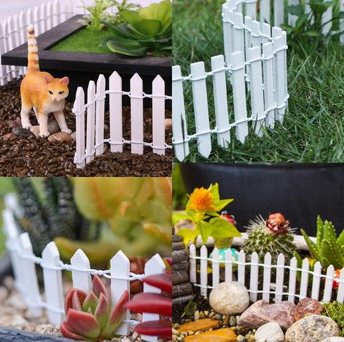 Miniature Dollhouse Fairy Garden Fence Decorative Picket Fence for DIY Diorama Crafts Project,40 Inches Long x 2 Pack (2 Pack of White)...