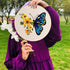 MIKIMIQI 3 Pack Embroidery Starter Kit with Pattern, Flowers Butterfly Stamped Embroidery Kit Including Embroidery Fabrics, Bamboo Hoops, Threads ...
