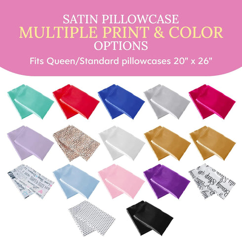 Morning Glamour Satin Pillowcases for Hair & Skin, Similar to Silk, Standard/Queen Size Set of 2, Cooling Pillow Case with Envelope Closure, Gifts...