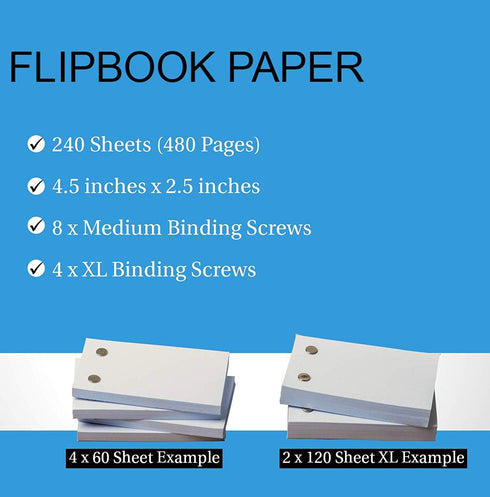 Blank Flip Book - 240 Sheet Animation Paper with Holes - 480 Pages : For Drawing, Comic Book Sketches...