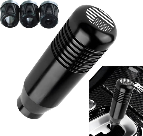1 PC American Flag Car Shift Knobs, Comfortable Touch, Durable Metal Vehicle Shifter Decoration with Adapters, Universal Weighted Automotive Shift...