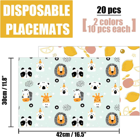 40 pcs Disposable Bibs and Placemats for Baby, Leak Proof Travel Feeding Bibs and Place Mats for Infants Toddlers for Traveling and Outdoor Use...