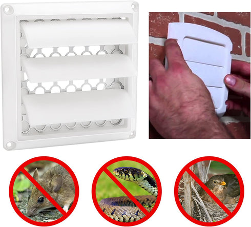 4 Inch Louvered Exhaust Dryer Vent Cover Outdoor Exhaust Cap for 4" Vent Duct Opening - with Aluminum Built-in Pest Guard Screen and Screws by Blutoget