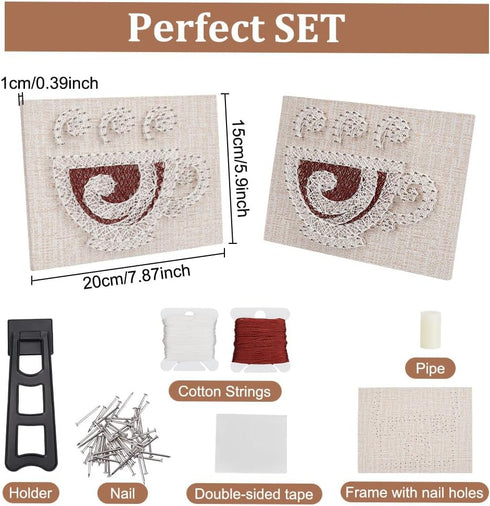 WEBEEDY DIY String Art Kit for Adults Beginner, Coffee Tea Cup Adults Crafts Project 3D Nail String Art Supplies with Frame Accessories for Holida...