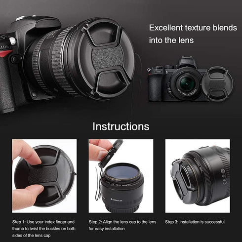 67mm Camera Lens Cap Draduo Camera Lens Cover Snap-On Center Pinch Compatible with Nikon Canon Sony Camera...
