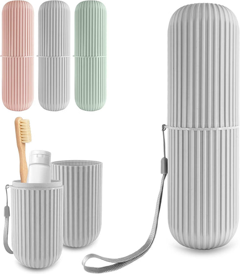 Travel Case for Toothbrush, Toothpaste and Makeup Brushes, Toothbrush holders travel. Portable Holder for Home, School, Camping and Bathroom(Grey)...