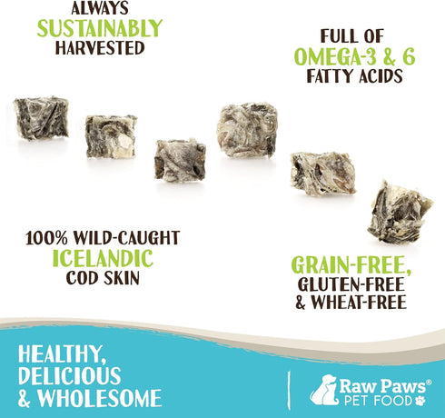 Raw Paws Cod Skin Cubes for Dogs, 5-oz – Cod Skins for Dogs - Fish Skins for Dogs - Fish Skin Chews for Dogs - Cod Skin Dog Treats - Cod Treats fo...