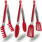 HST 3 Pack Kitchen Tongs, Non Stick Stainless Steel 9 Inch Tongs With Silicone Tip for Cooking BBQ Baking(Red)...