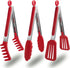 HST 3 Pack Kitchen Tongs, Non Stick Stainless Steel 9 Inch Tongs With Silicone Tip for Cooking BBQ Baking(Red)...