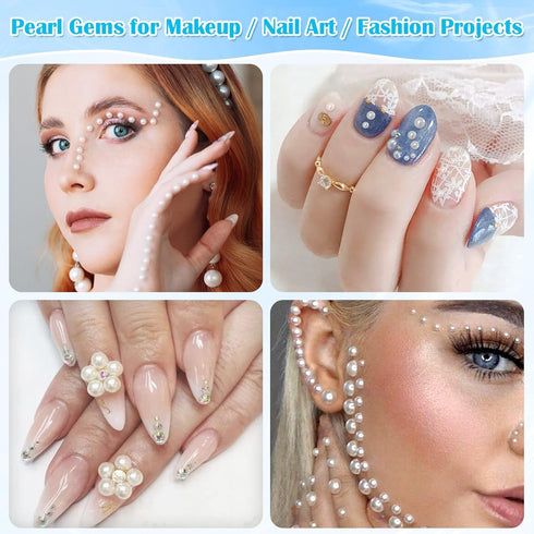 B7000 Rhinestone Bead Glue with Flatback Pearl for Crafting, White Half Pearl Gems for Crafts Clothing Shoes Face Makeup Nail Graduation Cap Decor...