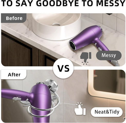 Bathroom Hair Dryer Holder Hair Care Tools Holder Wall Mount Chrome Finished Stainless Steel...