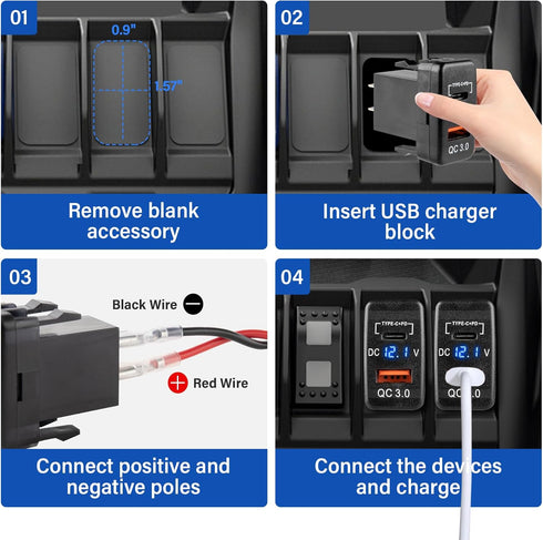 Anina for Toyota USB C Car Charger Socket, 12V/24V Dual USB Outlet PD3.0 & QC3.0 Car USB Port with LED Voltmeter for Toyota Tundra 2005-2006 4Runn...