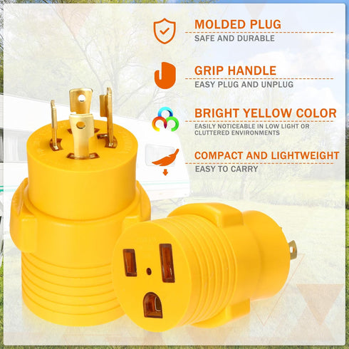 Generator to Welder Adapter Compatible with NEMA L14-30P to 6-50R 30 Amp 4 Prong Twist Lock Male Plug to 3 Prong Female Receptacle Adapter Dryer E...