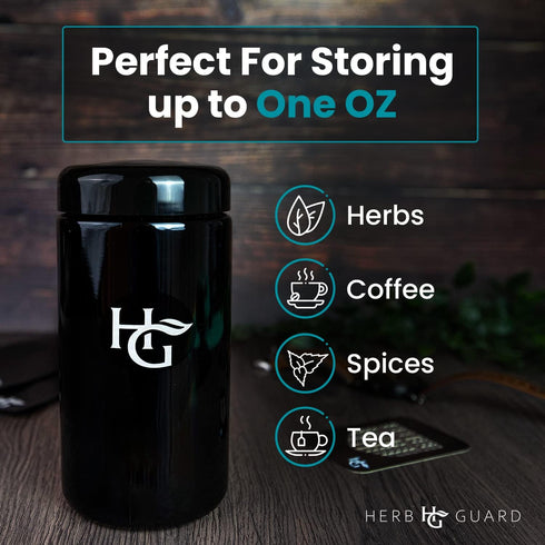 Herb Guard - 1 Oz Airtight Container and Smell Proof Jar (500 ml) 2 Way 62% Pack Keeps Goods Fresh for Months...