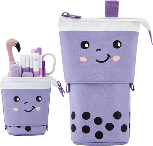 ANGOOBABY Standing Pencil Case Cute Telescopic Pen Holder Kawaii Stationery Pouch Makeup Cosmetics Bag for School Students Office Women Teens Girl...