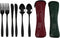 6 Pieces Travel Flatware with Case, Black Stainless Steel, Camping Fork Spoon Knife Set, R...