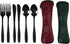 6 Pieces Travel Flatware with Case, Black Stainless Steel, Camping Fork Spoon Knife Set, R...
