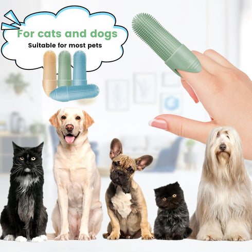 Dog Toothbrush, 2 Pack Dog Tooth Brush, 360° Cleaning Finger Toothbrush for Dogs, Food Grade Silicone Dog Finger Toothbrush Fits Most Fingers, Too...