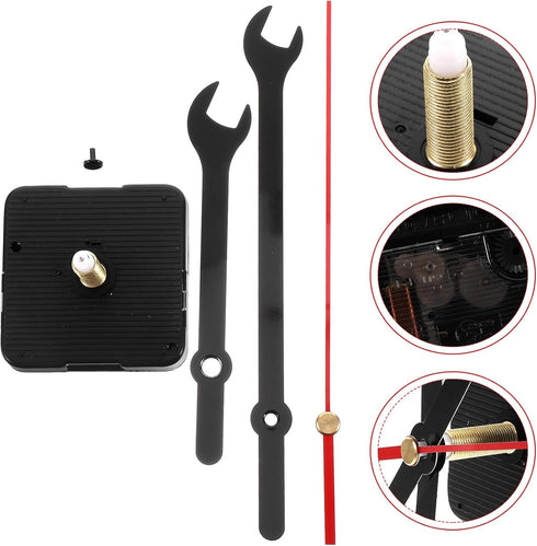 Wall Clock Mechanism Replacement: Creative Wrench Shpaed Clock Hands and Motor Kit - Clock Parts Battery Operated Kit DIY Clock Making Kit (Black)...