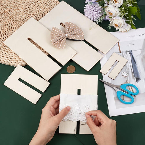 BENECREAT 5Pcs Bow Maker Templates, Wood Bow Tie Boards Craft Sewing Tool for Ribbon Bow Making Hair Bows Gift Bows Crafts Making, Slot: 8mm...