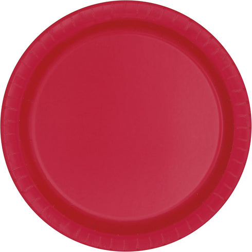 Ruby Red Solid Round Dessert Paper Plates - 7" (Pack of 8) - Vibrant Party Plates for Appetizing Treats - Perfect for Birthdays & Events...