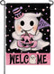 Welcome Halloween Spooky Ghost Boo Small Decorative Garden Flag, Pink Jack O Lantern Pumpkin Polka Dot Yard Lawn Outside Decor, Funny Holiday Burl...