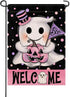 Welcome Halloween Spooky Ghost Boo Small Decorative Garden Flag, Pink Jack O Lantern Pumpkin Polka Dot Yard Lawn Outside Decor, Funny Holiday Burl...