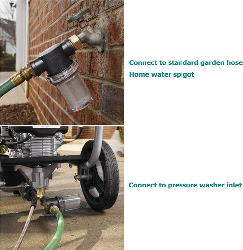 Garden Hose Filter for Pressure Washer Inlet Water, Inline Filter for Sediment, 40 Mesh Screen, Extra 2 Pieces100Mesh Screen Kit...