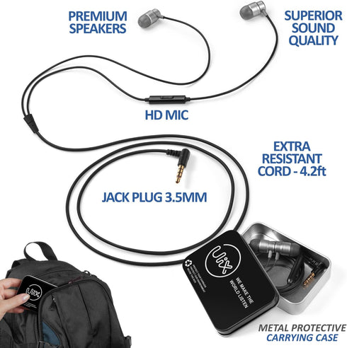 UliX Rider Wired Earbuds in-Ear Headphones, Earphones with Microphone, 5 Years Warranty, with Anti-Tangle Cable, Ear Buds for iPhone, iPad, Samsun...