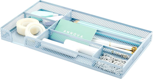 Annova Desk Drawer Organizer/Storage Tray - Metal Mesh with Dividers for Pens, Desktop Accessories, Bathroom, Kitchen, Makeup and Office Supplies ...