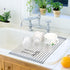 Roll Up Dish Drying Rack 20.5"(L) x 13.8"(W) - Stainless Steel and Silicone Dish Drying Mat Over The Sink Foldable Drain Rack Multipurpose Dish Dr...