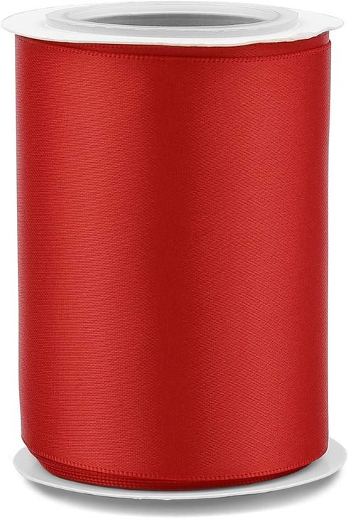 Humphrey's Craft 3 Inch Scarlet Red Double Faced Satin Ribbon - 5 Yards for Crafts Gift Wrapping Cutting Ceremony Decoration Sewing Christmas Tree...