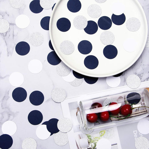 Navy-Blue White-Silver Party-Decorations Confetti - 300pcs Glitter Paper Decor Graduation Boys Birthday Table Confetti Mothers Faterhs Day Wedding...