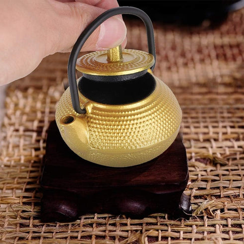 Japanese Cast Iron Teapot, Cast Iron Teapot Gold, Japanese Tetsubin Tea Kettle, 50ml Mini Teapot Kettle, Traditional Japanese Teapot with Handle...