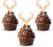Wooden Deer Cupcake Toppers Antler Cake Picks Wedding Baby Shower Birthday Hunting Rustic Country Party Cake Decoration Supplies 24 Counts...