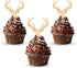Wooden Deer Cupcake Toppers Antler Cake Picks Wedding Baby Shower Birthday Hunting Rustic Country Party Cake Decoration Supplies 24 Counts...