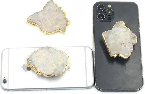 Crystal Phone Grip & Stand Clear Druzy Healing Natural Stone Crystal Phone Accessory (White)...