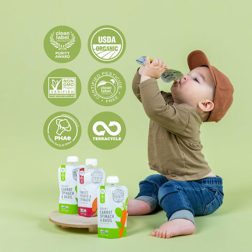 Serenity Kids 6+ Months USDA Organic Veggie Puree Baby Food Pouches | No Sugary Fruits or Added Sugar | Allergen Free | 3.5 Ounce BPA-Free Pouch |...