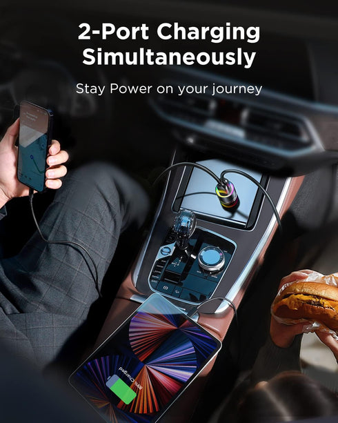 Colorful Car Charger Car Charger Adapter Compact Cigarette Lighter USB Charger 4.8A Car USB Charger Car Phone Charger USB a Port Charging All Smar...