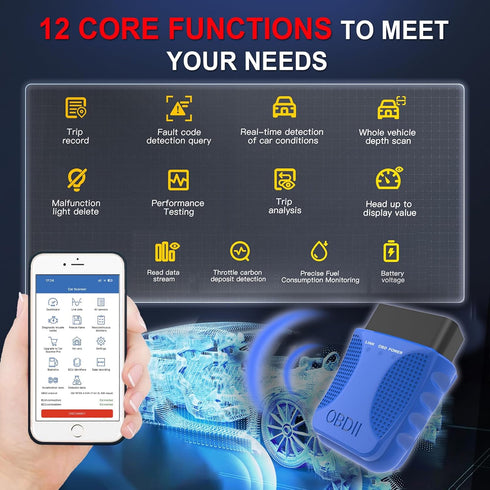 OBD2 Scanner Code Reader FA40 Auto Diagnostic Scan Tool Car Fault Check Engine Light Wireless Car Code Reader Compatible with iOS & Android Blueto...