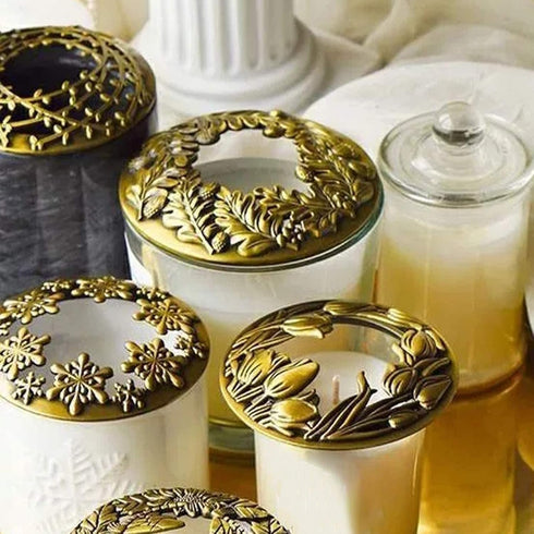 Hion Scented Candle Toppers Cover Jars Lids Shades Sleeves, Candle Accessories Gifts for Women, Help Burn Melt Evenly(Space Golden)...