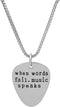 Art Attack When Words Fail Music Speaks Chain Necklace, Electric Guitar Pick Rock N Roll Love Metal Pendant Charm (Silver)...